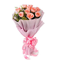 Send New Year Flowers to Bangalore including Pink Roses Bouquet 10 Flowers