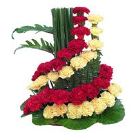 Send Red Yellow Carnation Arrangement 50 Flowers in Bengaluru to your Known on Friendship Day