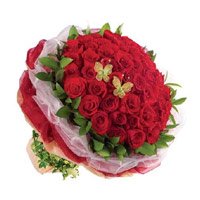 Order Online Flowers to Bangalore and send Red Roses Bouquet 50 flowers in Bangalore for Rakhi