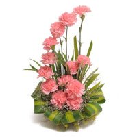 Shop for Online New Year Flowers to Bangalore. Pink Carnation Basket of 24 Flowers in Bangalore