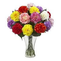 Online Flower Delivery in Bengaluru. Mixed Carnation Vase 24 Flowers