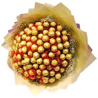 New Year Chocolates Delivery in Bangalore to deliver 64 Pcs Ferrero Rocher Bouquet