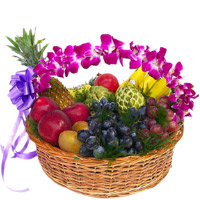 Gift Delivery to Bangalore Online. Send 3 Kg Fresh Fruits Basket with 10 Orchids Arrangement