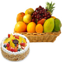 Deliver Gifts in Bengaluru. Buy 2 Kg Fresh Fruits Basket with 1 Kg Fresh Fruit Cake