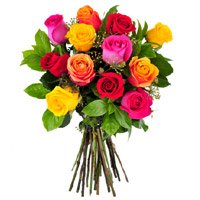 Mixed Roses Bouquet 12 Flowers in Bangalore. Deliver New Year Flowers to Bengaluru