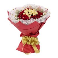 Best Diwali Chocolates to Bangalore. Send 16 Pcs Ferrero Rocher encircled with 20 Red Roses