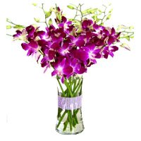Friendship Day Flowers to Bengaluru, Order Purple Orchid Vase 20 Flowers Stem to Bengaluru on Friendship Day
