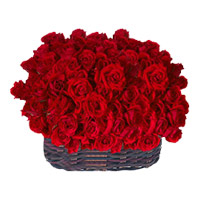Flowers Delivery of Red Roses Basket 150 Flowers to Bangalore