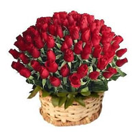 Submit Order for Beutifull Diwali Flowers to Bangalore consist of Red Roses Basket of 100 Flowers to Bangalore