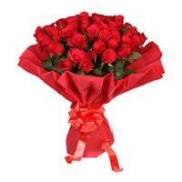 Flowers on Rakhi Delivery, Send Online Red Rose Bouquet in Crepe 50 flowers in Bangalore