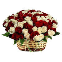 Buy Beutifull Red White Roses Basket 50 Flowers in Bangalore including Diwali Flowers in Mumbai.