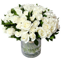 Flowers to Bengaluru : 50 White Roses Vase