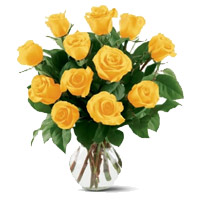 Flowers to Bangalore : 12 Yellow Roses Vase