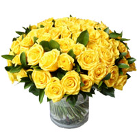 Flowers to Bengaluru : 50 Yellow Roses in Vase