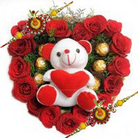 Send 18 Red Roses 5 Ferrero Rocher Teddy Heart. Send Gifts to Bangalore
