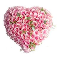 New Year Flowers Delivery in Bengaluru with Pink Roses Heart of 100 Flowers to Bangalore