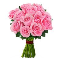 Send Online Pink Roses Bouquet 12 flowers to Bangalore on Rakhi