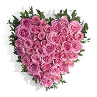 Deliver Best New Year Flowers in Bangalore consist of Pink Roses Heart 50 Flowers to Bengaluru