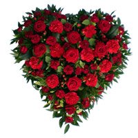 Place Order to Send New Year Flowers in Banalore comprising 50 Red Roses Carnation Heart Arrangement Flower to Bangalore