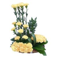 Send Diwali Flowers to Bengaluru with 24 Yellow Carnation Arrangement Flowers on Diwali