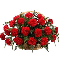 Online Delivery of Rakhi Flowers to Bangalore. Red Roses and Carnation Basket of 18 Flowers in Bangalore