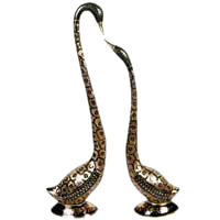 Bangalore Diwali Gifts. Embosed Swan Pair in Brass