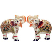 Send Diwali Gifts to Bangalore with Pair of Elephants in Marble