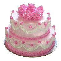 3 Kg Two Tier Eggless Strawberry Cake Delivery in Bangalore Online