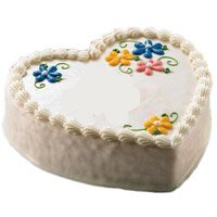 1 Kg Heart Shape Vanilla Cake Delivery in Bangalore at Midnight