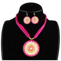 Fushia Pink Terracota Necklace