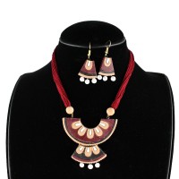 Handcrafted Semi Circle Necklace Maroon