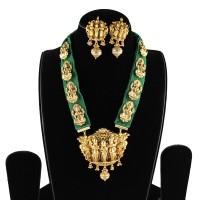 Temple Design Necklace in Green
