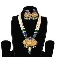 Peacock Neclace with Multi-Layers White Pearls Chain