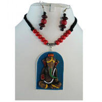 Terracota Ganesh Pendent Necklace