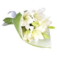 Send New Year Flowers to Bengaluru that includes White Lily Bouquet 3 Stems