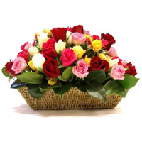 Order Mixed Roses Basket 50 Flowers to Bangalore on Rakhi