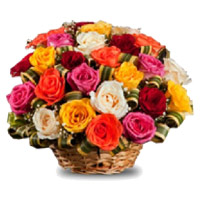Order Mixed Roses Basket 30 Flowers Delivery to Bangalore on Rakhi