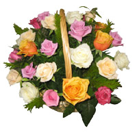 Online Flowers of Mixed Roses Basket 20 Flowers in Bangalore