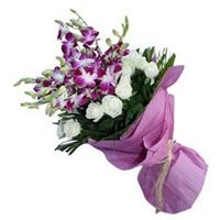Send Friendship Day Flowers to Bangalore, that includes Orchids n Roses Bouquet 20 Flowers