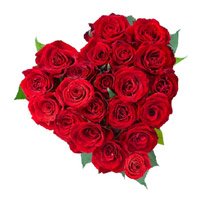 Place Order for New Year Flowers in Bengaluru including Red Roses Heart Arrangement of 24 Flowers in Bangalore