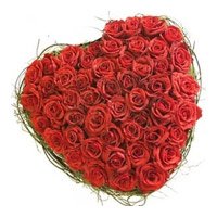 Deliver Red Roses Heart Arrangement 75 Flowers in Bangalore for Rakhi