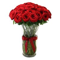 Send Red Roses in Vase 24 Flowers to Bengaluru and New Year Flowers Delivery to Bangalore Same Day