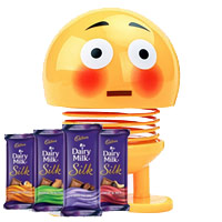 Shaking Head Emoji Spring Dolls Funny Expression Bounce Toy with 4 Dairy Milk Chocolates