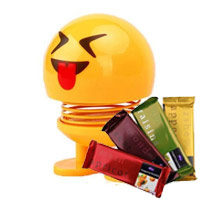 Shaking Head Emoji Spring Dolls Funny Expression Bounce Toy with 4 Cadbury Temptaion Bar