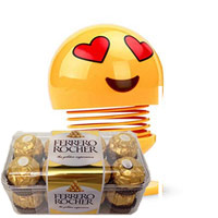 Shaking Head Emoji Spring Dolls Funny Expression Bounce Toy with 16 Pcs Ferrero Rocher