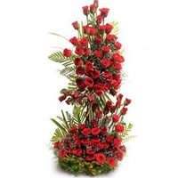Send Rakhi Flower of Red Roses Tall Arrangement 200 Flowers to Bangalore