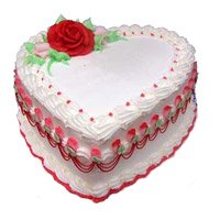 Send Online 3 Kg Heart Shape Vanilla Cake to Bangalore