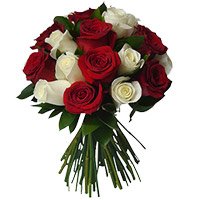 Same Day Deliver Flowers in Bangalore for your relatives like Red White Roses Bouquet 18 Flowers to bengaluru