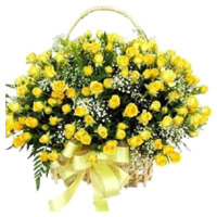 Flower Delivery Bangalore : 100 Yellow Roses Basket