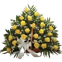 Send Flowers to Bengaluru : 50 Yellow Roses Basket